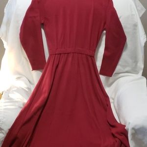 Cotton maroon turtle neck dress